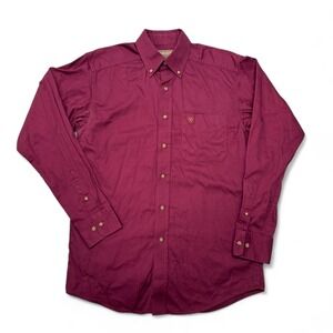 Ariat Button Down Shirt Mens Small Red Western Cowboy‎ Long Sleeve Heavy Cotton